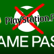 A gruesome merging of the Xbox Game Pass and PlayStation Plus logos makes you think.
